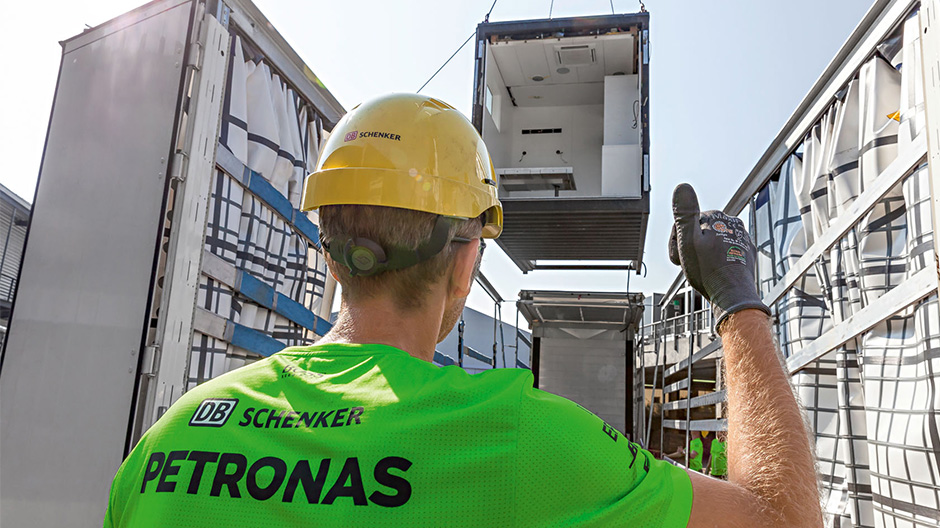 Hard work. 30 containers need transporting from Spa-Francorchamps to Monza in Italy.