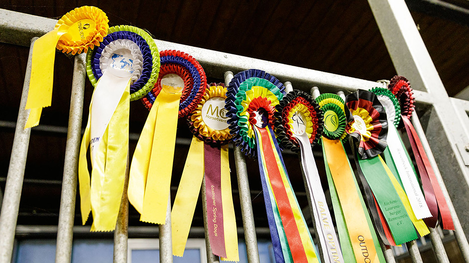 Obsypane nagrodami. Wiele nagród dla jednego konia – w hali do skoków i ćwiczeń firmy Böckmann wcale nie należy to do rzadkości.