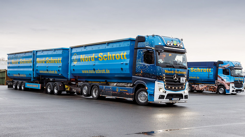 Long John: The extra long truck is 25.25 metres long, allowing it to carry three roll-off containers on each trip.