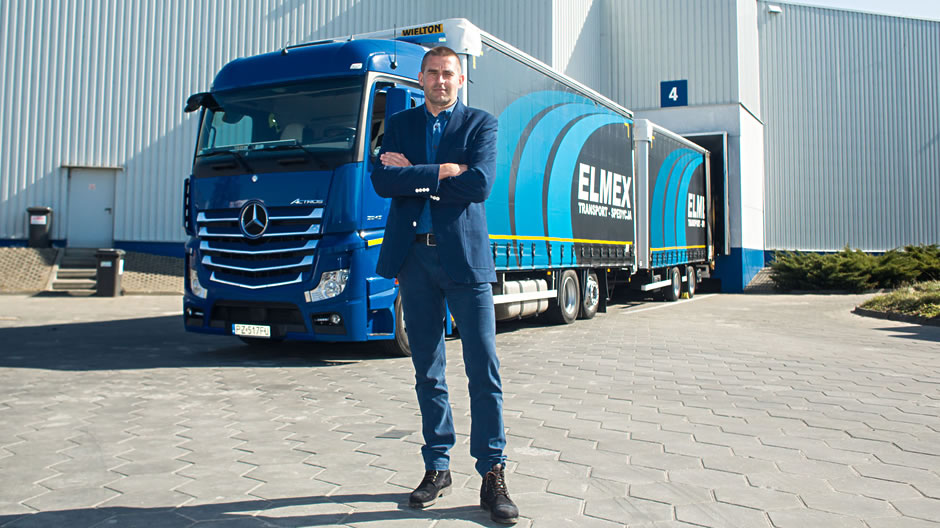 Ekonomiczna flota. Ponad 100 ze 160 ciężarówek pracujących w Elmex Logistic Groupe to nowe Actrosy z Euro VI – na niemieckich autostradach obowiązują je niższe opłaty drogowe.